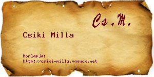 Csiki Milla névjegykártya